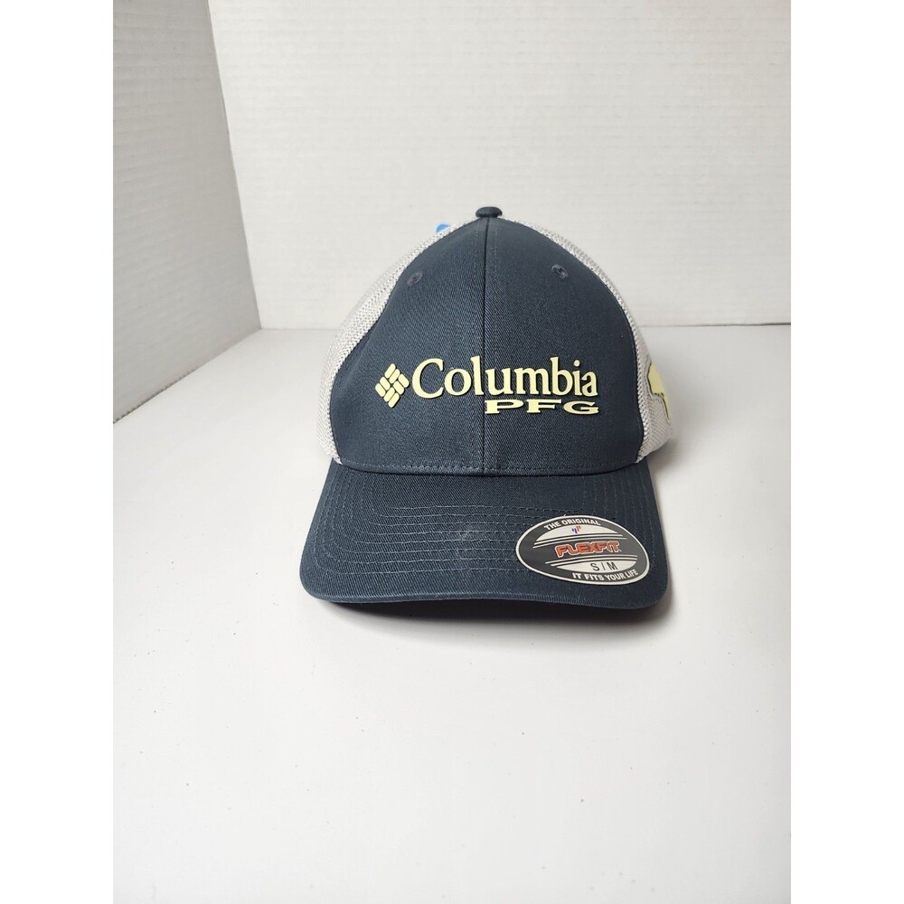 Columbia PFG Hat Cap Fitted Blue White Hiking Mesh Back Workwear Hiking Mens